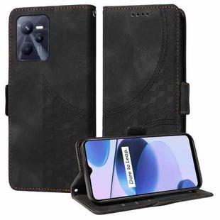 For Realme C35 4G Embossed Rhombus Starry Leather Phone Case(Black)