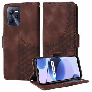 For Realme Narzo 50A Prime Embossed Rhombus Starry Leather Phone Case(Brown)