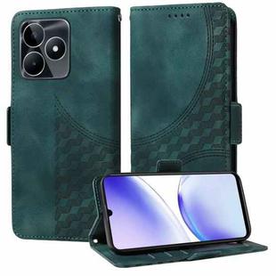 For Realme C53 / Narzo N53 Embossed Rhombus Starry Leather Phone Case(Green)