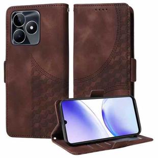 For Realme C53 / Narzo N53 Embossed Rhombus Starry Leather Phone Case(Brown)