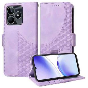 For Realme C53 / Narzo N53 Embossed Rhombus Starry Leather Phone Case(Purple)