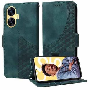 For Realme C55 Embossed Rhombus Starry Leather Phone Case(Green)