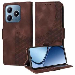 For Realme C63 / C61 / Note 60 Embossed Rhombus Starry Leather Phone Case(Brown)