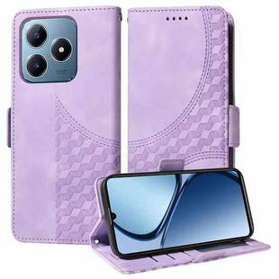 For Realme C63 / C61 / Note 60 Embossed Rhombus Starry Leather Phone Case(Purple)