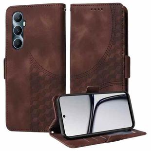 For Realme C65 4G Global Embossed Rhombus Starry Leather Phone Case(Brown)