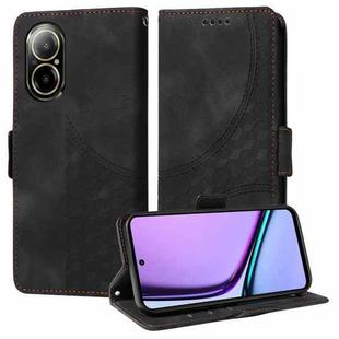 For Realme C67 4G Global Embossed Rhombus Starry Leather Phone Case(Black)