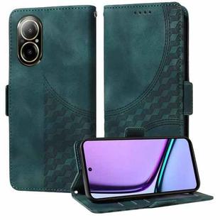 For Realme 12 Lite 4G Global Embossed Rhombus Starry Leather Phone Case(Green)