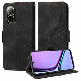 For Realme 12 Lite 4G Global Embossed Rhombus Starry Leather Phone Case(Black)