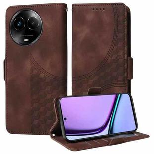 For Realme 11X / 11 5G Global Embossed Rhombus Starry Leather Phone Case(Brown)