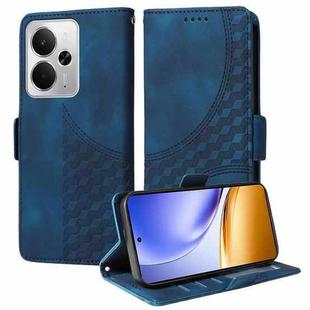 For Realme 14 Global Embossed Rhombus Starry Leather Phone Case(Blue)