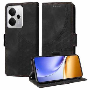 For Realme 14 Global Embossed Rhombus Starry Leather Phone Case(Black)