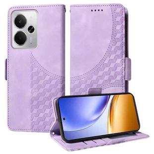 For Realme 14 Global Embossed Rhombus Starry Leather Phone Case(Purple)