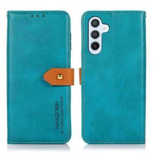 For Samsung Galaxy S24 FE 5G KHAZNEH Dual-color Cowhide Texture Flip Leather Phone Case(Blue)