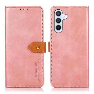 For Samsung Galaxy S24 FE 5G KHAZNEH Dual-color Cowhide Texture Flip Leather Phone Case(Rose Gold)