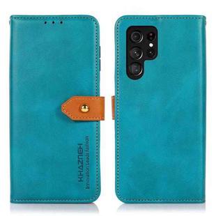 For Samsung Galaxy S25 Ultra 5G KHAZNEH Dual-color Cowhide Texture Flip Leather Phone Case(Blue)