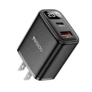 Yesido YC12U 20W USB-C / Type-C + USB Digital Display Charger, Specification:US Plug(Black)