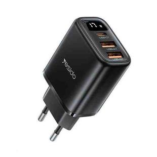 Yesido YC67 17W USB / Type-C + Dual USB Digital Display Charger, Specification:EU Plug(Black)