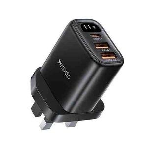 Yesido YC86 17W USB-C / Type-C + Dual USB Digital Display Charger, Specification:UK Plug(Black)