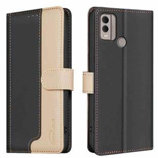 For Nokia C22 Color Matching RFID Anti-theft Leather Phone Case(Black)