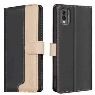 For Nokia C32 Color Matching RFID Anti-theft Leather Phone Case(Black)