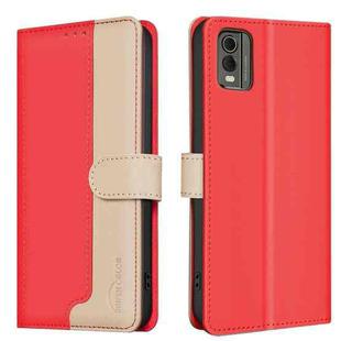 For Nokia C32 Color Matching RFID Anti-theft Leather Phone Case(Red)