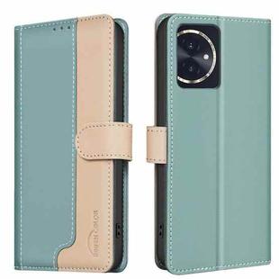 For Honor 100 Color Matching RFID Anti-theft Leather Phone Case(Green)