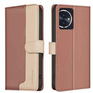 For Honor 100 Color Matching RFID Anti-theft Leather Phone Case(Brown)