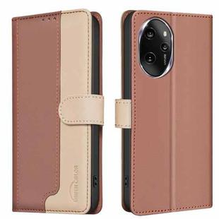 For Honor 100 Pro Color Matching RFID Anti-theft Leather Phone Case(Brown)