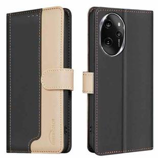 For Honor 100 Pro Color Matching RFID Anti-theft Leather Phone Case(Black)