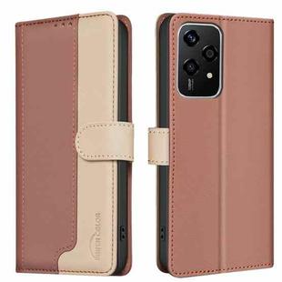 For Honor 200 Lite Global Color Matching RFID Anti-theft Leather Phone Case(Brown)
