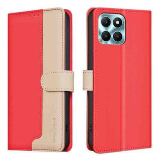 For Honor X6a Color Matching RFID Anti-theft Leather Phone Case(Red)