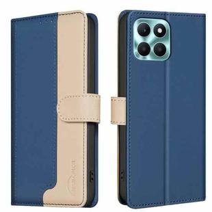 For Honor X6a Color Matching RFID Anti-theft Leather Phone Case(Blue)