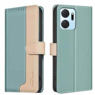 For Honor X7a Color Matching RFID Anti-theft Leather Phone Case(Green)