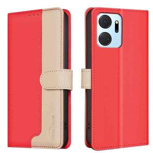 For Honor X7a Color Matching RFID Anti-theft Leather Phone Case(Red)