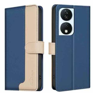 For Honor X7b Color Matching RFID Anti-theft Leather Phone Case(Blue)