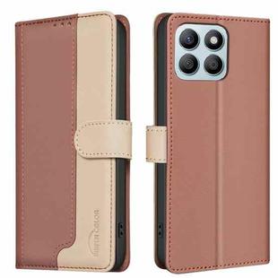 For Honor X8b Color Matching RFID Anti-theft Leather Phone Case(Brown)