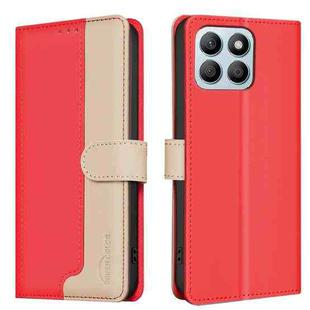 For Honor X8b Color Matching RFID Anti-theft Leather Phone Case(Red)