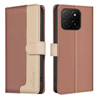 For Honor X5b Color Matching RFID Anti-theft Leather Phone Case(Brown)