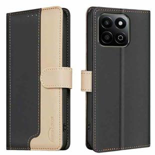 For Honor 200 Smart / X7C Color Matching RFID Anti-theft Leather Phone Case(Black)