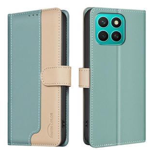 For Honor X8c 4G Color Matching RFID Anti-theft Leather Phone Case(Green)