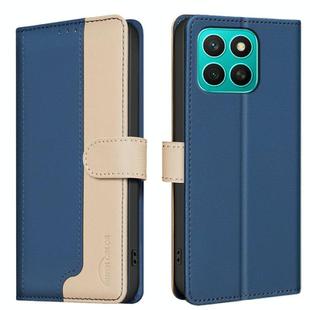 For Honor X8c 4G Color Matching RFID Anti-theft Leather Phone Case(Blue)