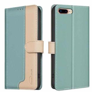 For iPhone 8 Plus / 7 Plus Color Matching RFID Anti-theft Leather Phone Case(Green)