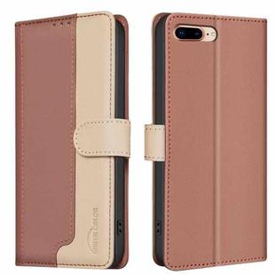 For iPhone 8 Plus / 7 Plus Color Matching RFID Anti-theft Leather Phone Case(Brown)