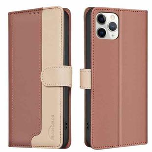 For iPhone 11 Pro Color Matching RFID Anti-theft Leather Phone Case(Brown)