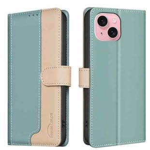 For iPhone 14 / 13 Color Matching RFID Anti-theft Leather Phone Case(Green)