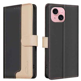 For iPhone 14 / 13 Color Matching RFID Anti-theft Leather Phone Case(Black)