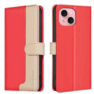 For iPhone 14 / 13 Color Matching RFID Anti-theft Leather Phone Case(Red)