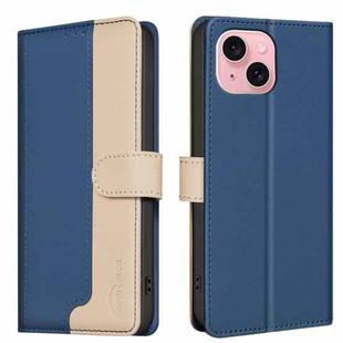 For iPhone 15 Plus / 14 Plus Color Matching RFID Anti-theft Leather Phone Case(Blue)