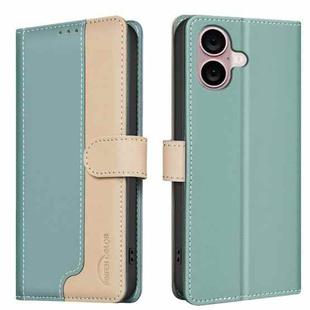 For iPhone 16 Color Matching RFID Anti-theft Leather Phone Case(Green)