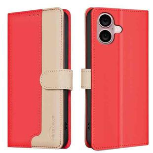 For iPhone 16 Color Matching RFID Anti-theft Leather Phone Case(Red)
